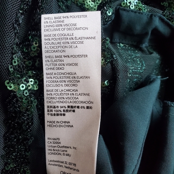 NEW ANTHROPOLOGIE SEQUINED OPEN-BACK MINI GREEN DRESS - Picture 7 of 7